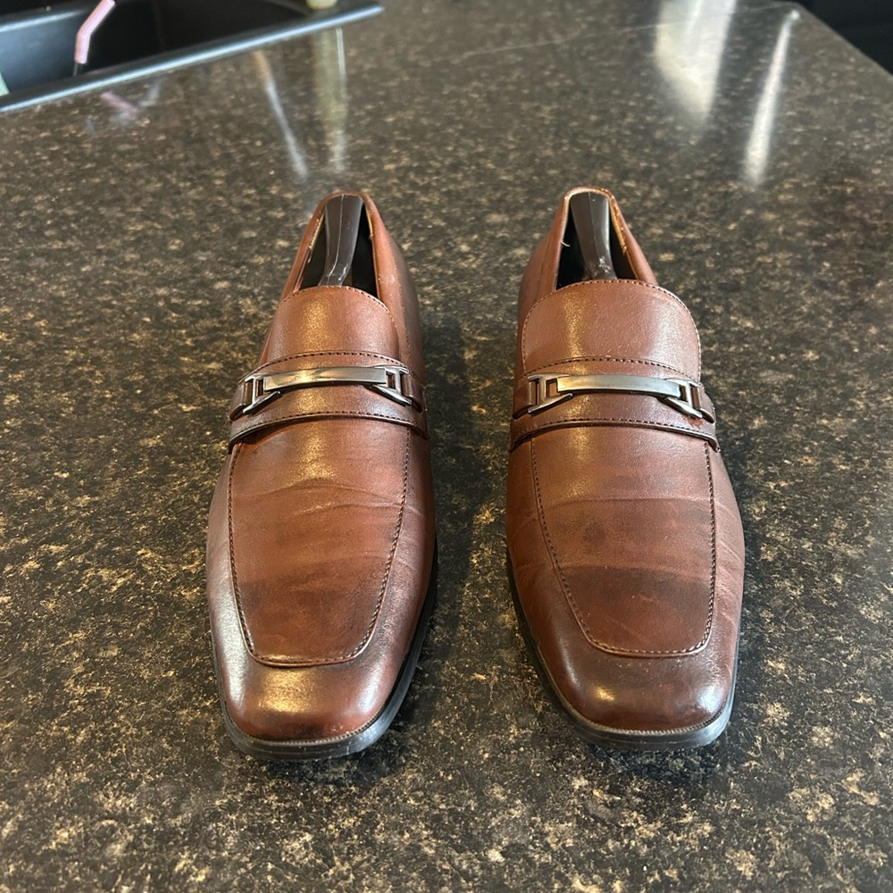 Perry Ellis Men's Brown Leather Loafers